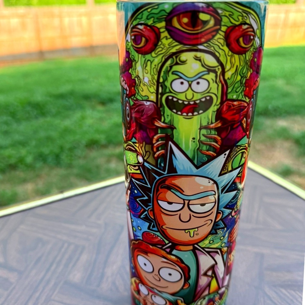 Rick and Morty 20oz Skinny Tumbler Stainless Steel Travel Cup Pickle Rick Morty